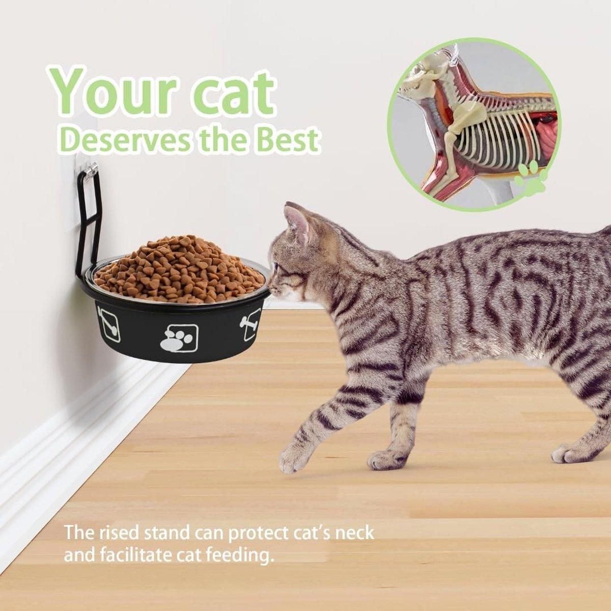 Stainless Steel Pet Bowl Hanging Cat Food Water Bowl Durable for Dogs and Cats - Red-12cm