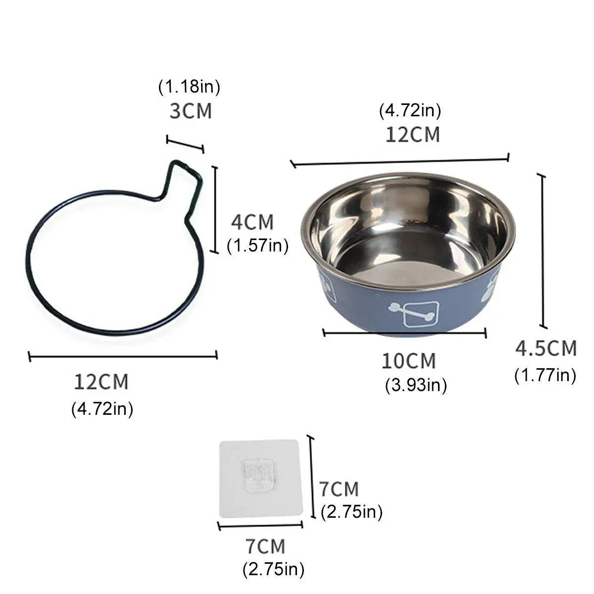 Stainless Steel Pet Bowl Hanging Cat Food Water Bowl Durable for Dogs and Cats - Red-14cm