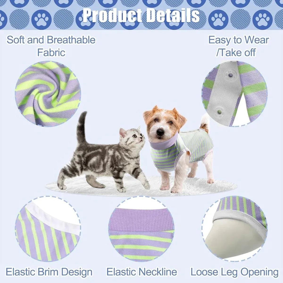 Striped Dog Clothes Belly Protector Vest Tummy Wrap Shirt for Small Dogs Puppies - Grey-XXL
