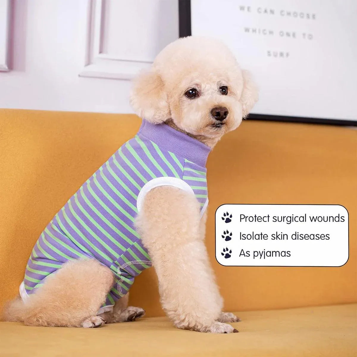 Striped Dog Clothes Belly Protector Vest Tummy Wrap Shirt for Small Dogs Puppies - Grey-XXL