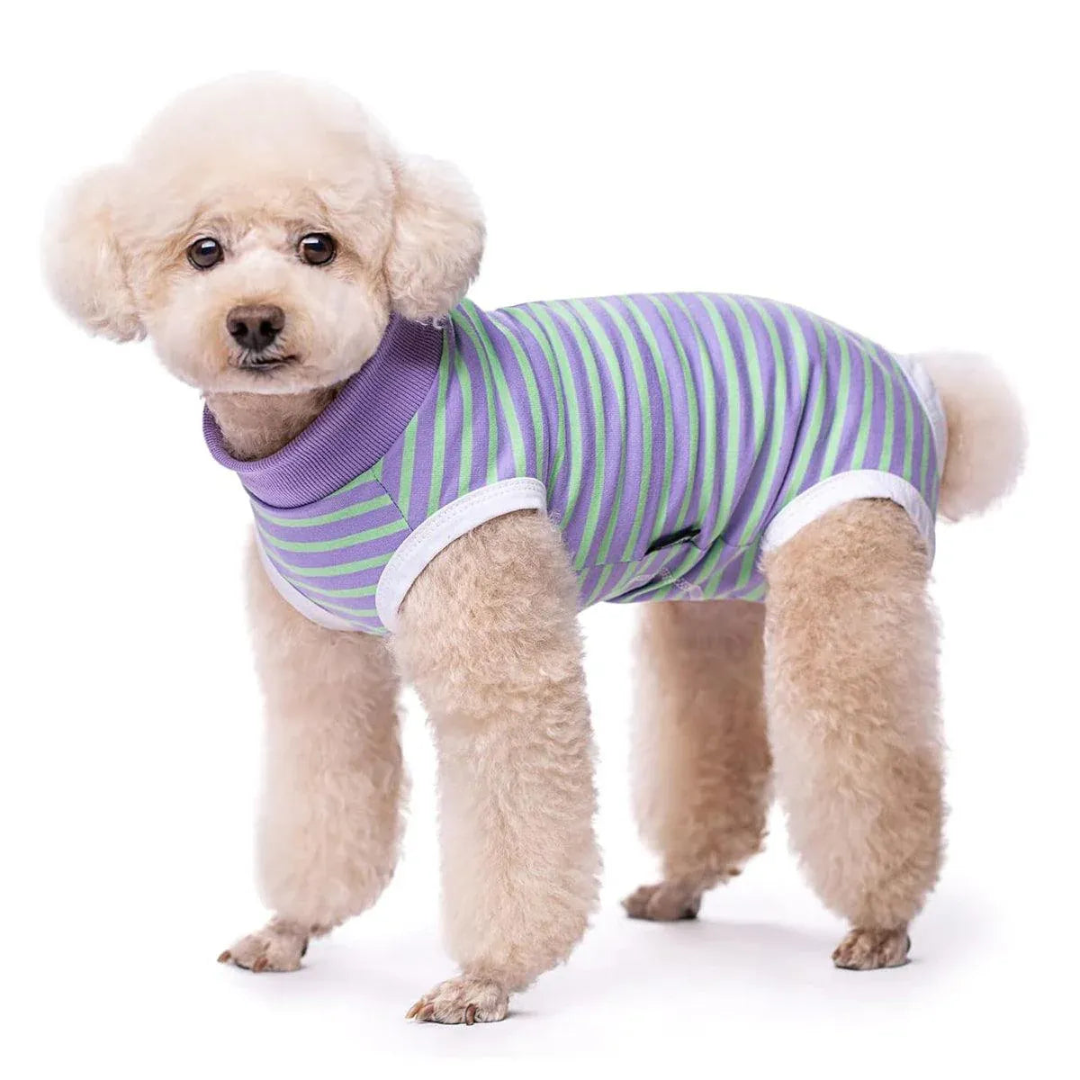 Striped Dog Clothes Belly Protector Vest Tummy Wrap Shirt for Small Dogs Puppies - Grey-XXL