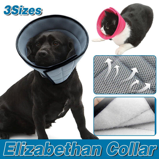 Elizabethan Collar Anti Licking Biting Pet Collar for Cats and Dogs Recovery Use - Grey-Size4