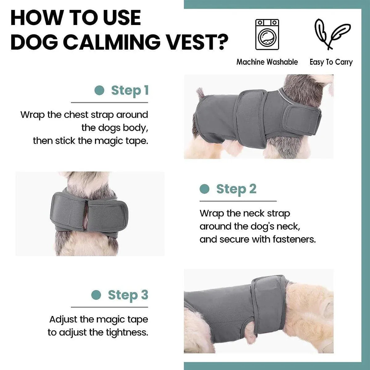 Pet Comfort Dog Relief Vest Jacket Soft Anxiety Coat for Small Medium Large Dogs - M