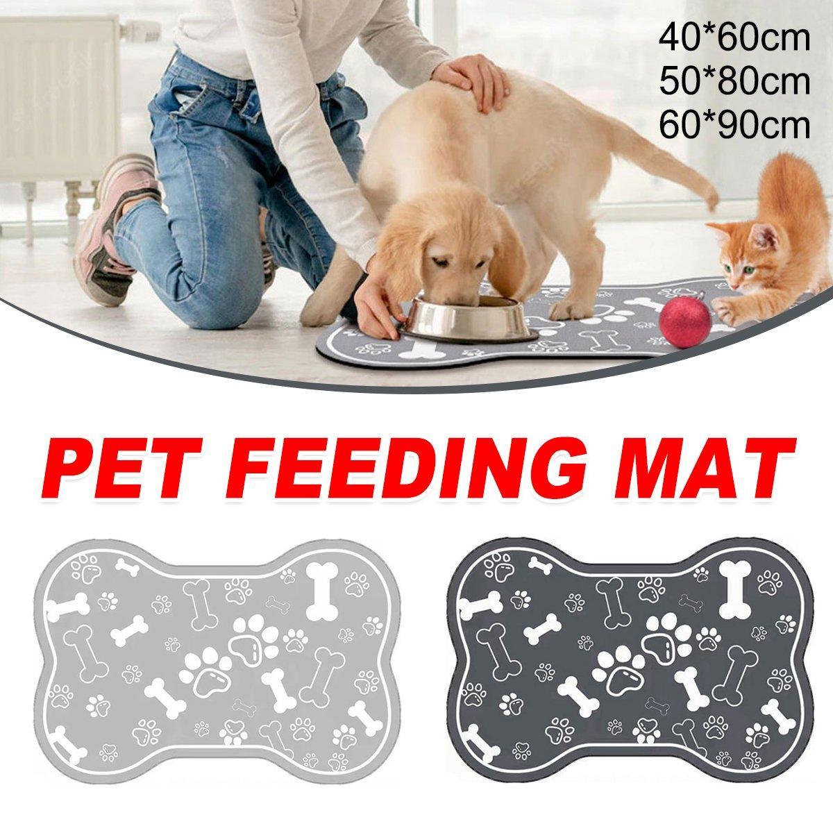 Pet Feeding Mat Non-slip Diatom Mud Absorbent Dirt-resistant Waterproof Placemat - Grey-50x80cm