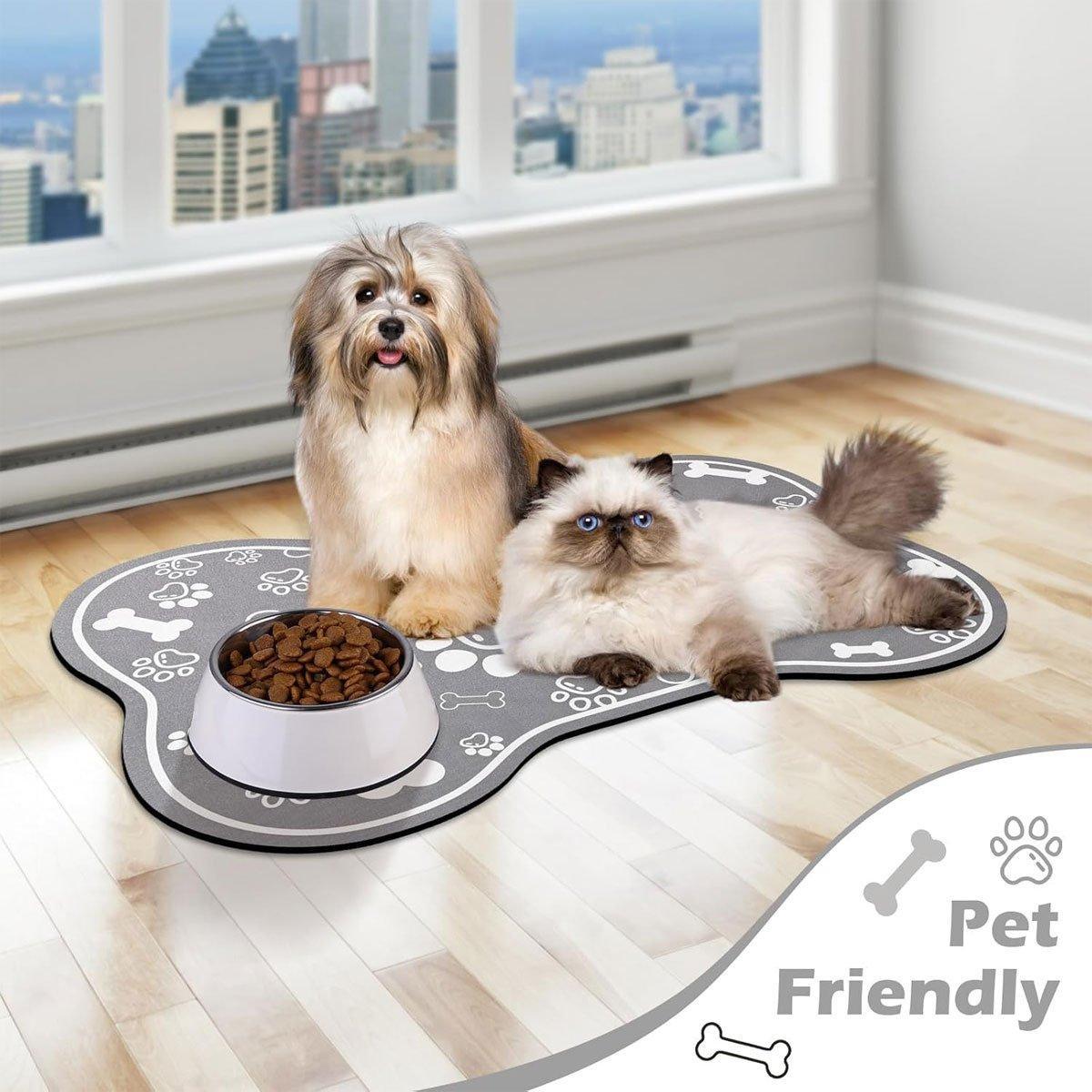 Pet Feeding Mat Non-slip Diatom Mud Absorbent Dirt-resistant Waterproof Placemat - Grey-50x80cm