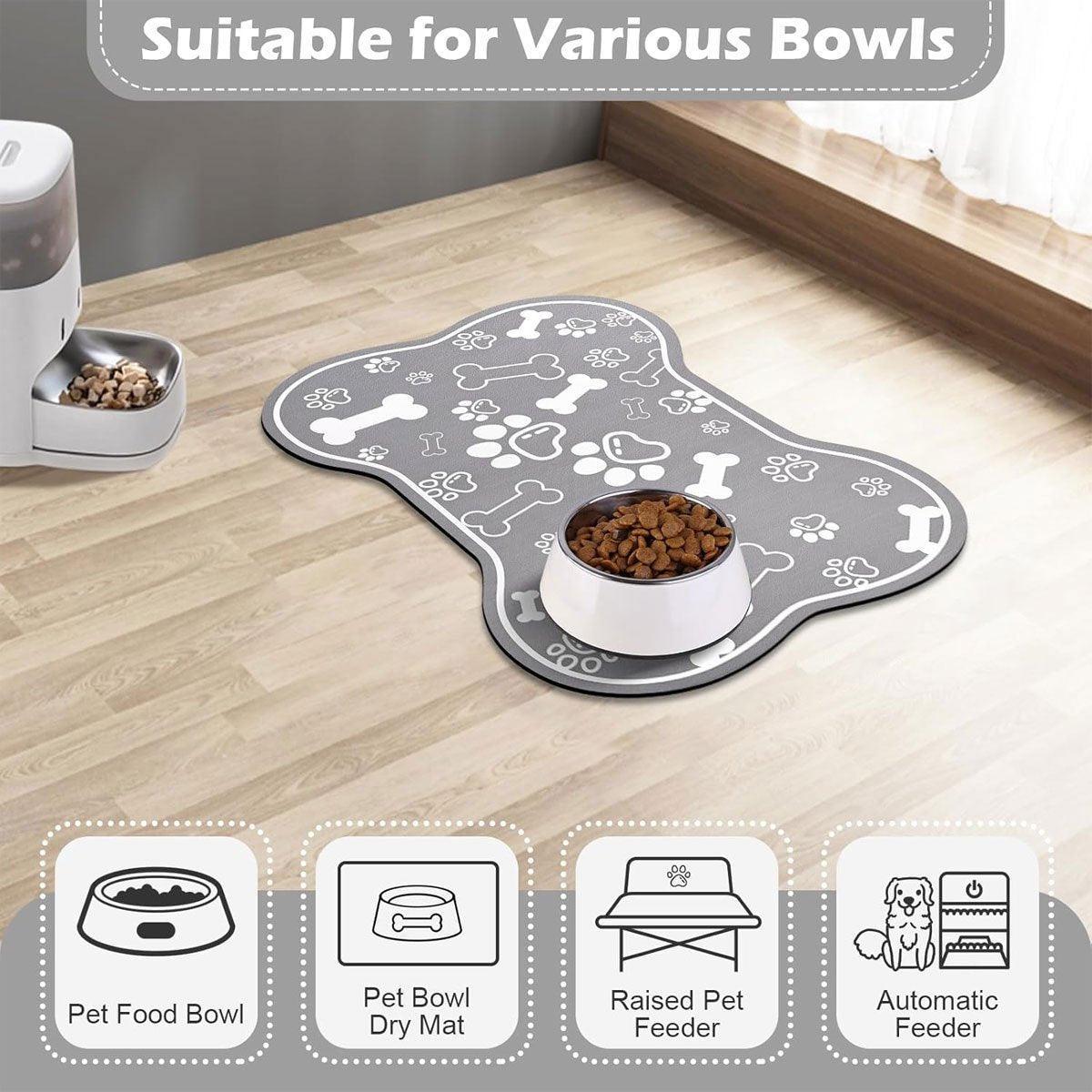 Pet Feeding Mat Non-slip Diatom Mud Absorbent Dirt-resistant Waterproof Placemat - Grey-50x80cm