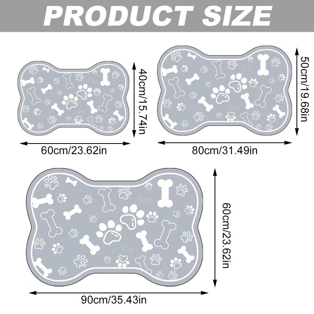 Pet Feeding Mat Non-slip Diatom Mud Absorbent Dirt-resistant Waterproof Placemat - Grey-60x90cm