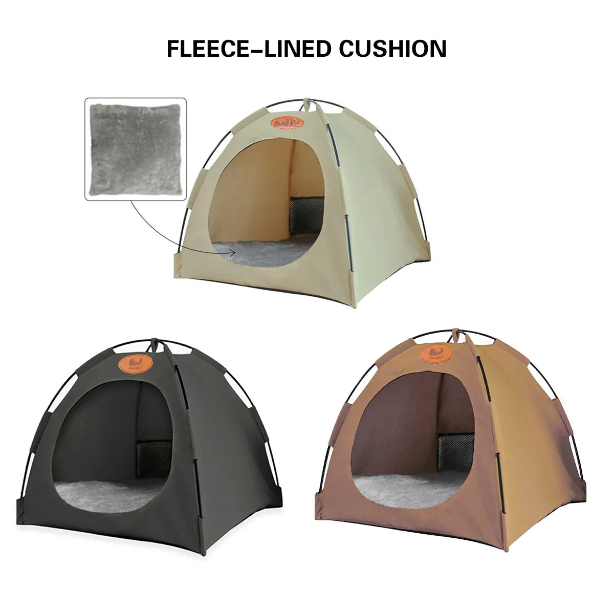Folding Camping Pet Tent for Cats Puppy Bed Indoor Cat Nest Dog Cave Style House - Beige