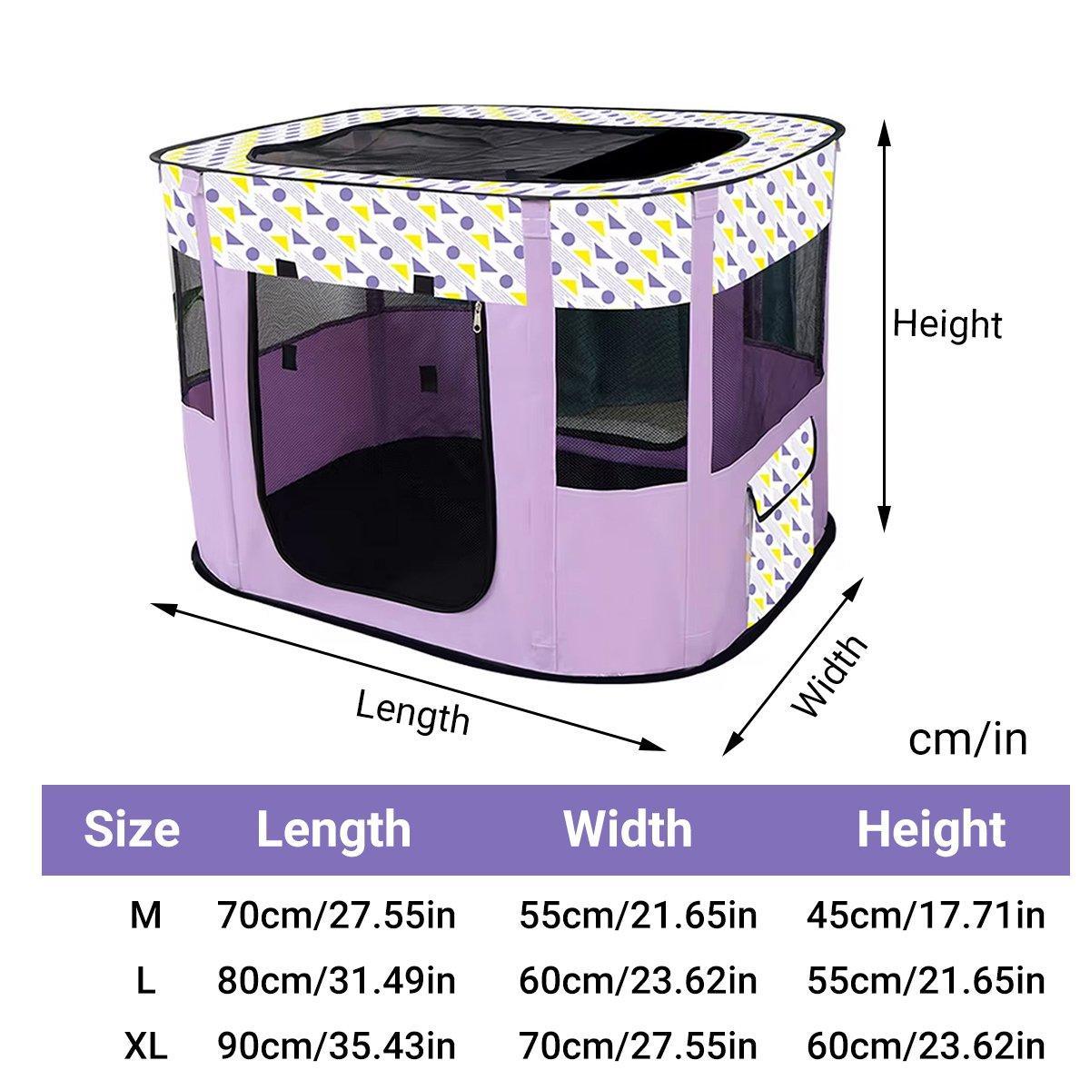 Foldable Cat Dog Kennel Pet Delivery Cage Portable Pet Fence Tent - Cyan-M