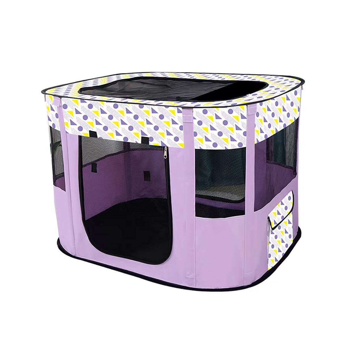 Foldable Cat Dog Kennel Pet Delivery Cage Portable Pet Fence Tent - Cyan-M