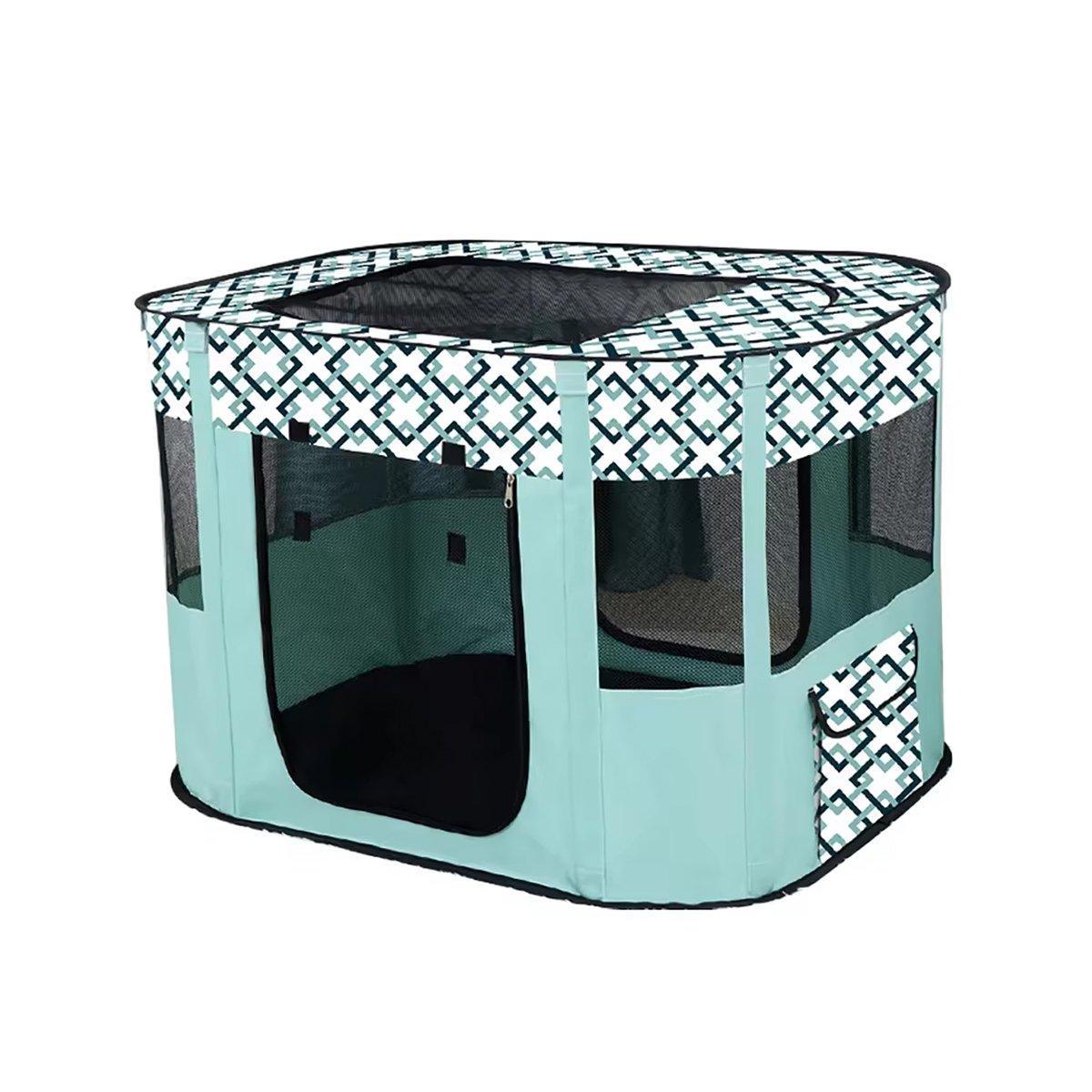 Foldable Cat Dog Kennel Pet Delivery Cage Portable Pet Fence Tent - Purple-L