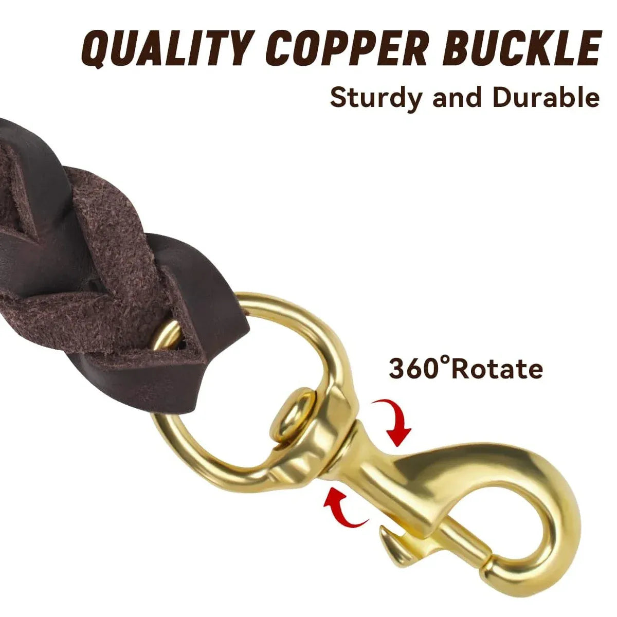 Dog Leash Cowhide Lead Heavy Duty Leather M Size Brown For Walking Training - Black