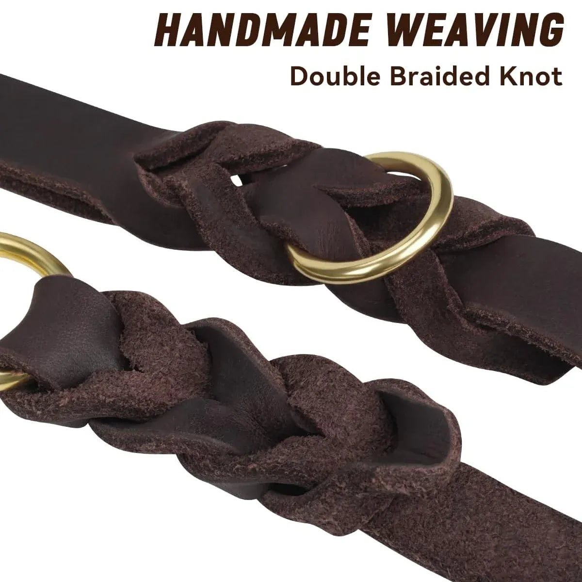 Dog Leash Cowhide Lead Heavy Duty Leather M Size Brown For Walking Training - Black