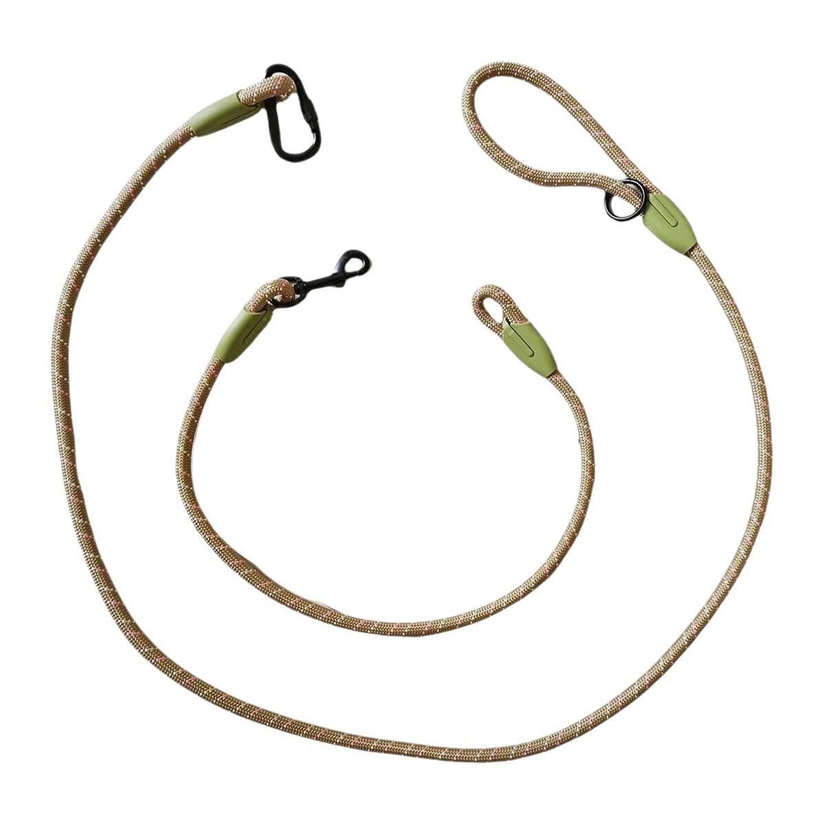 Adjustable Diagonal Dog Walking Leash Hands Free Crossbody Pet Lead Dogs - Khaki