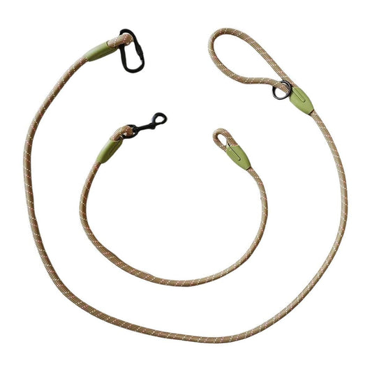Adjustable Diagonal Dog Walking Leash Hands Free Crossbody Pet Lead Dogs - Khaki