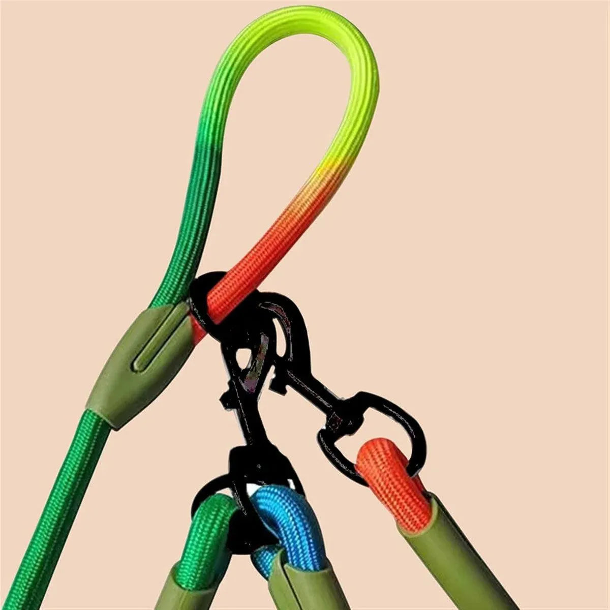 Adjustable Diagonal Dog Walking Leash Hands Free Crossbody Pet Lead Dogs - Khaki