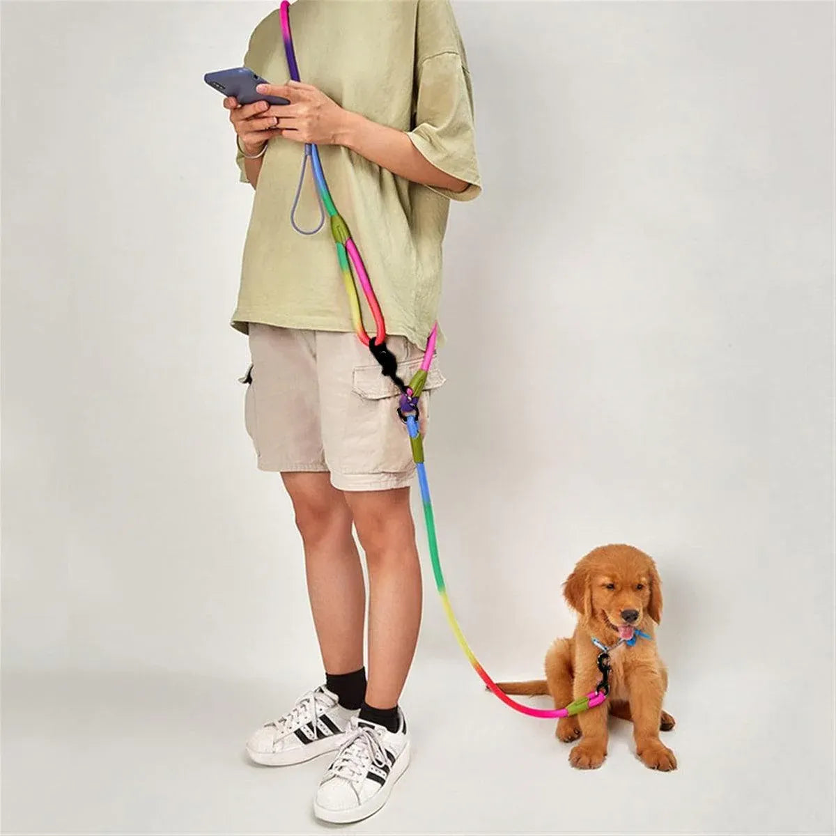 Adjustable Diagonal Dog Walking Leash Hands Free Crossbody Pet Lead Dogs - Purple