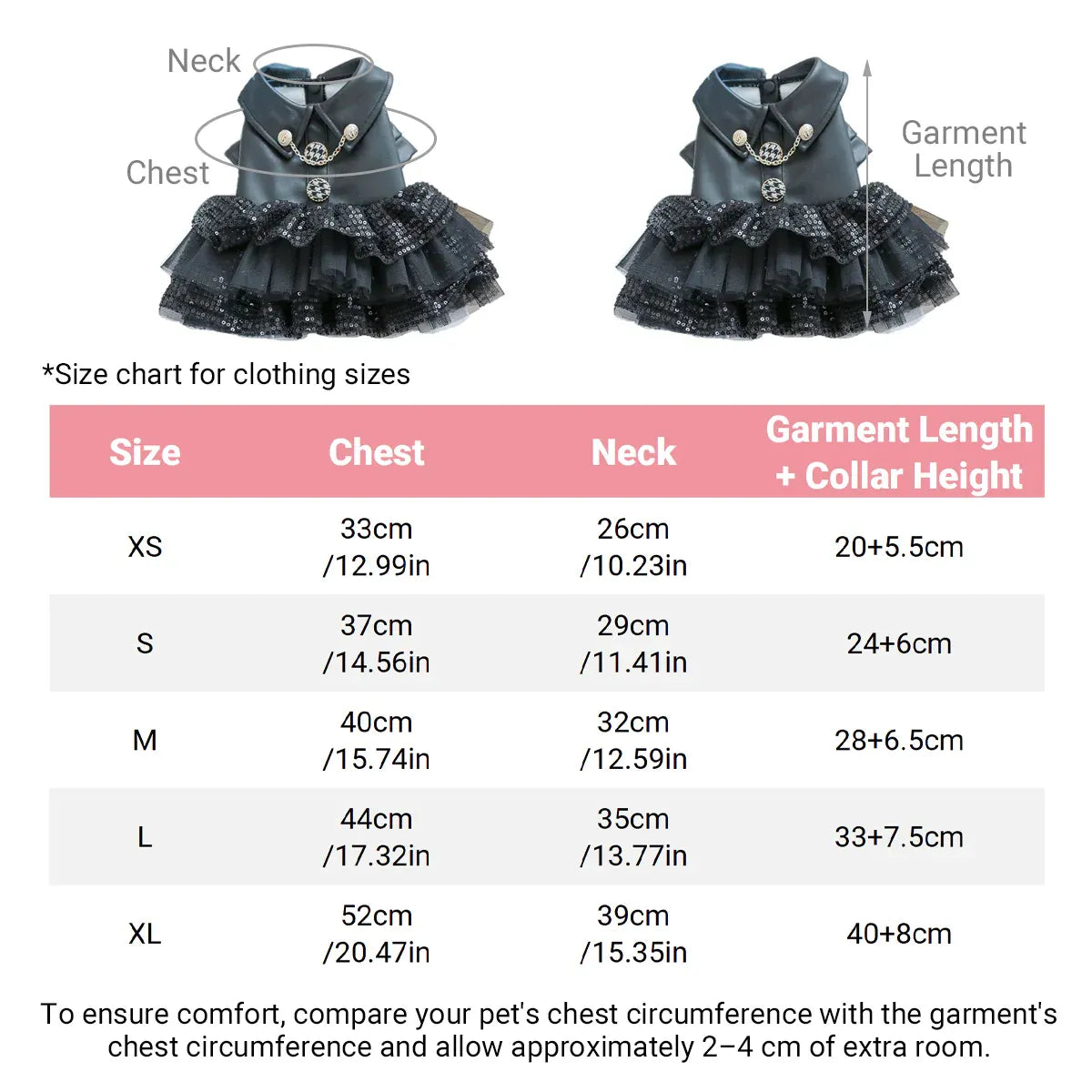 Autumn Winter Pet Dog Cat Dress Faux Leather Sequin Skirt Outfit for Small Dogs - L