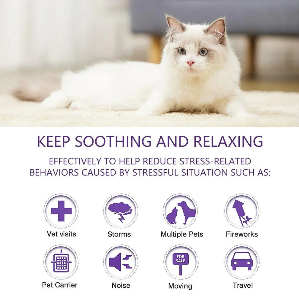3/4pcs Calming Collar for Cats and Dogs Soothing Pet Relief Collar Long Lasting - 70cm-3PCS