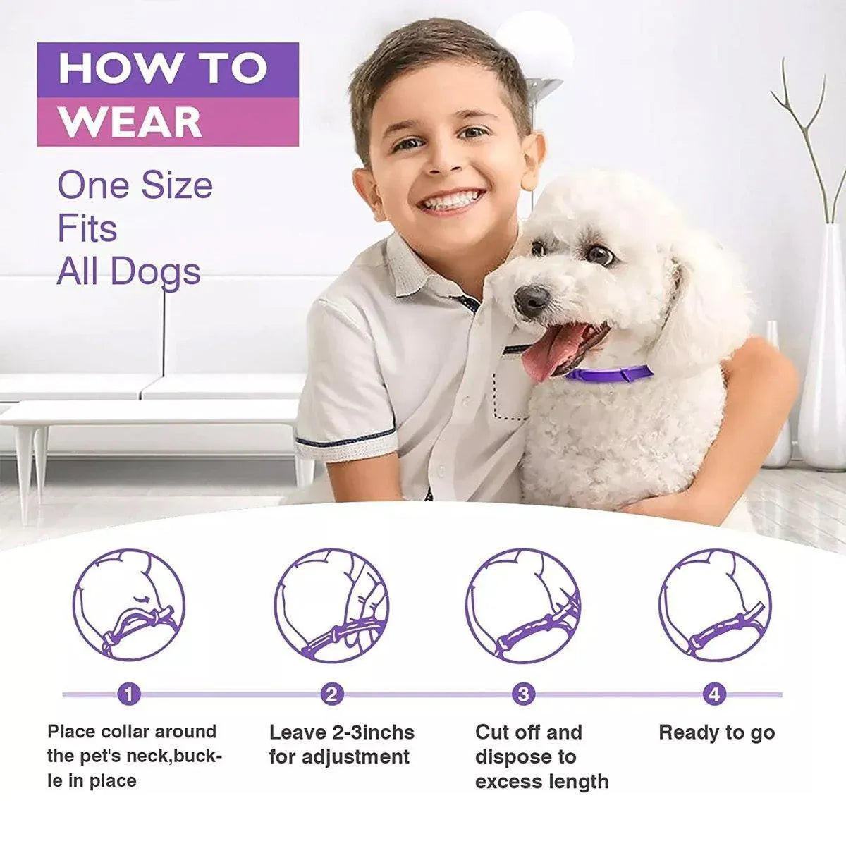 3/4pcs Calming Collar for Cats and Dogs Soothing Pet Relief Collar Long Lasting - 70cm-3PCS