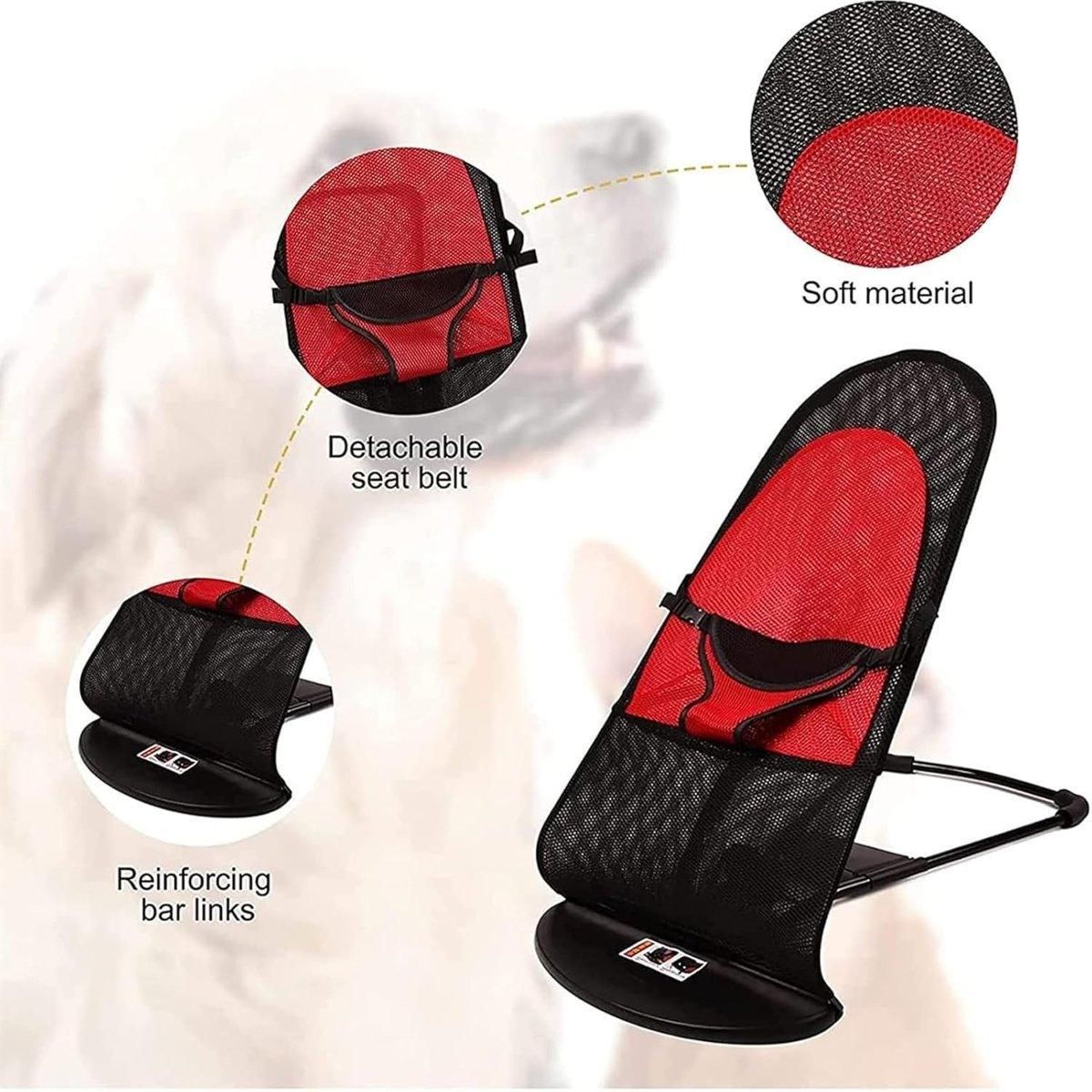 Pet Rocking Chair for Dogs Cats Foldable Pet Bed Portable Sleeping Lounger Chair - Black