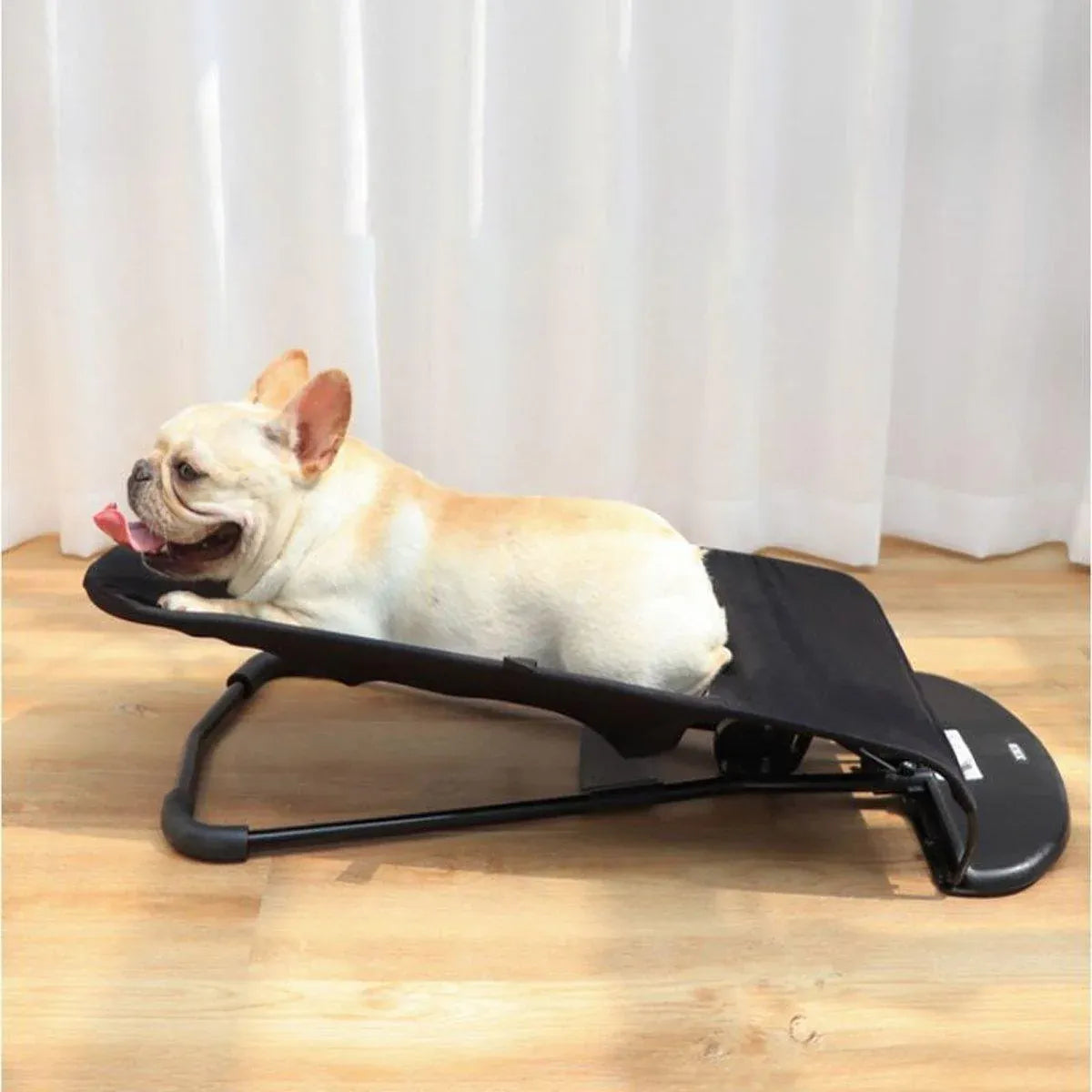 Pet Rocking Chair for Dogs Cats Foldable Pet Bed Portable Sleeping Lounger Chair - Black