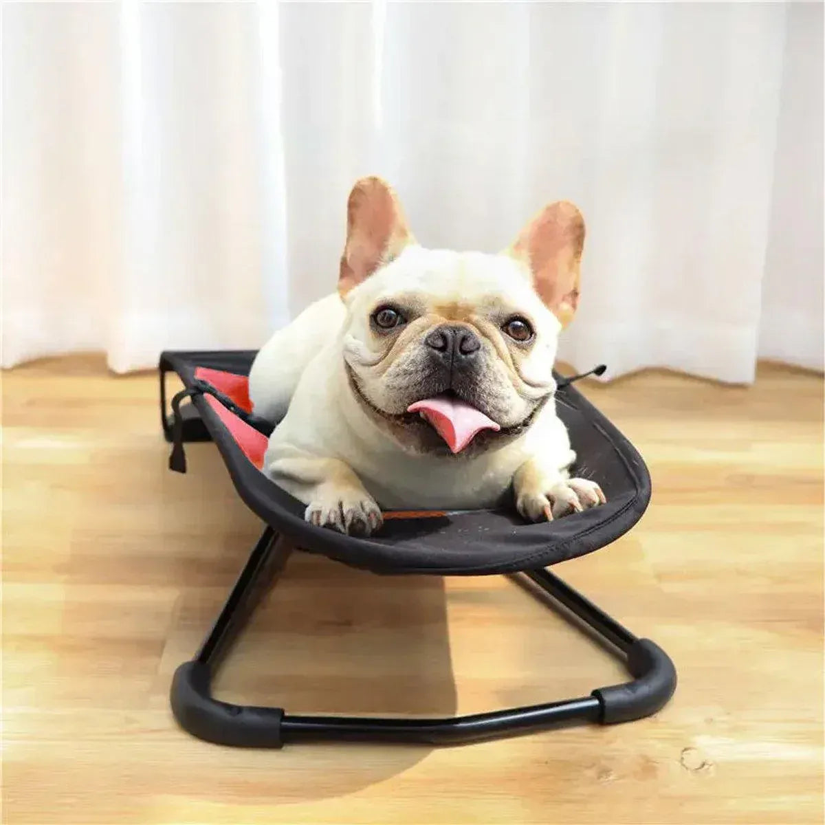 Pet Rocking Chair for Dogs Cats Foldable Pet Bed Portable Sleeping Lounger Chair - Black