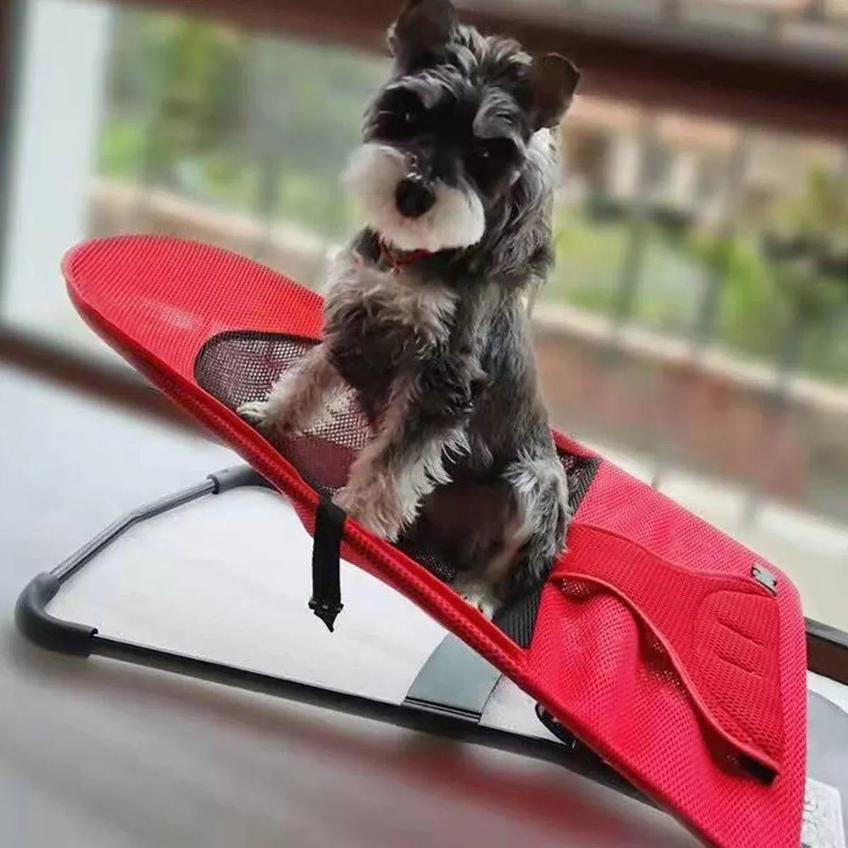 Pet Rocking Chair for Dogs Cats Foldable Pet Bed Portable Sleeping Lounger Chair - Red
