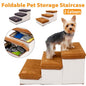 Foldable Pet Dog Stairs Puppy Step Ladder for Bed Sofa Portable Climbing Ramp - Brown