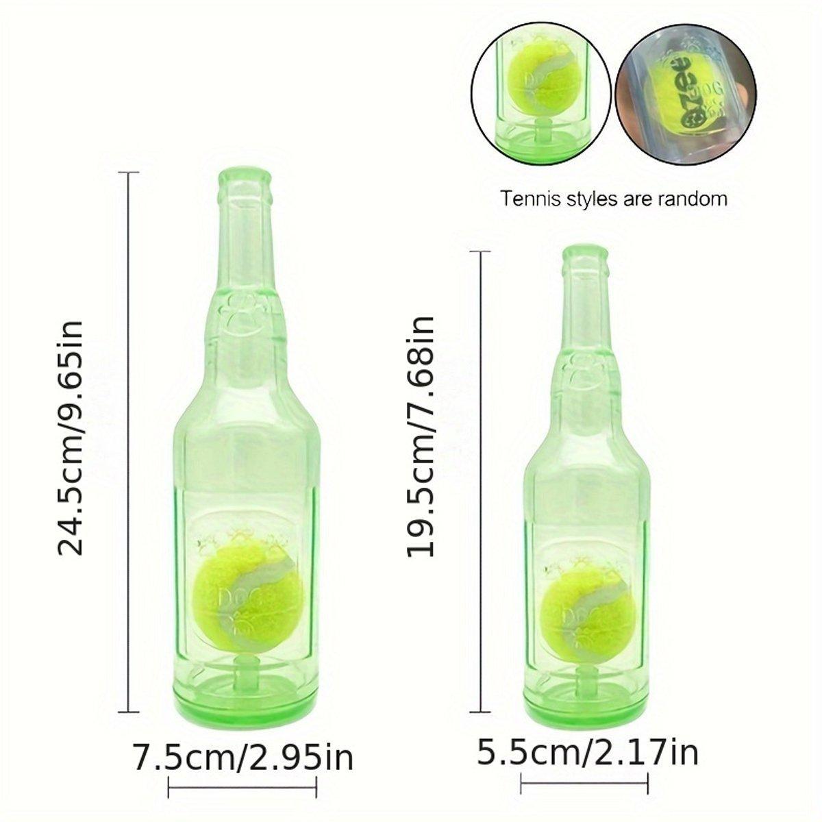 Durable Pet Teething Resistant Tennis Ball Wine Bottle Chew Toy for Dogs Play - Green-L