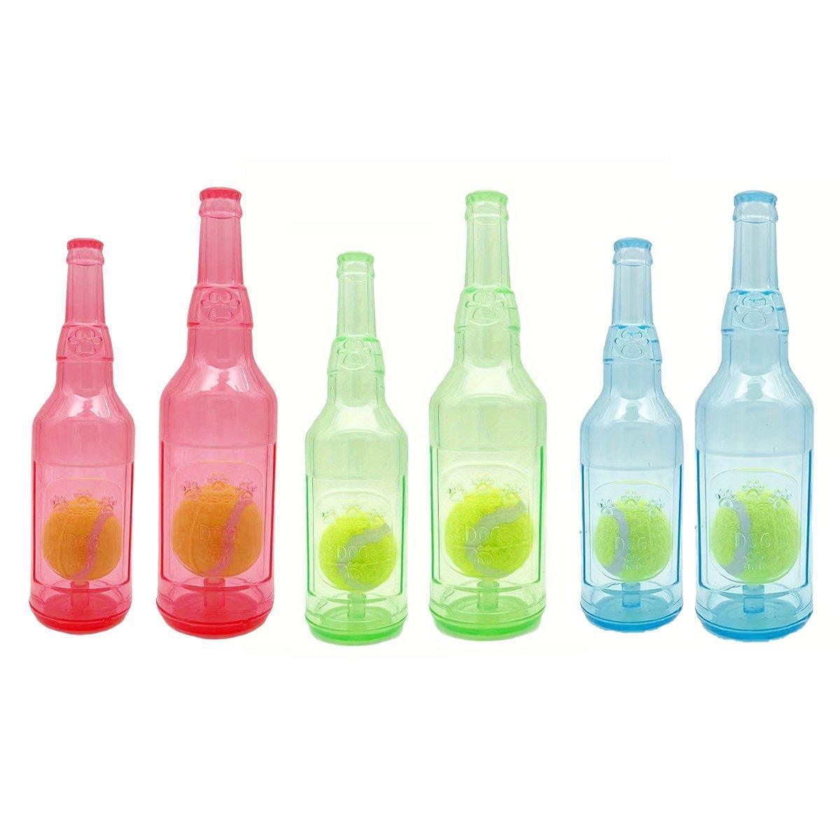 Durable Pet Teething Resistant Tennis Ball Wine Bottle Chew Toy for Dogs Play - Red-L