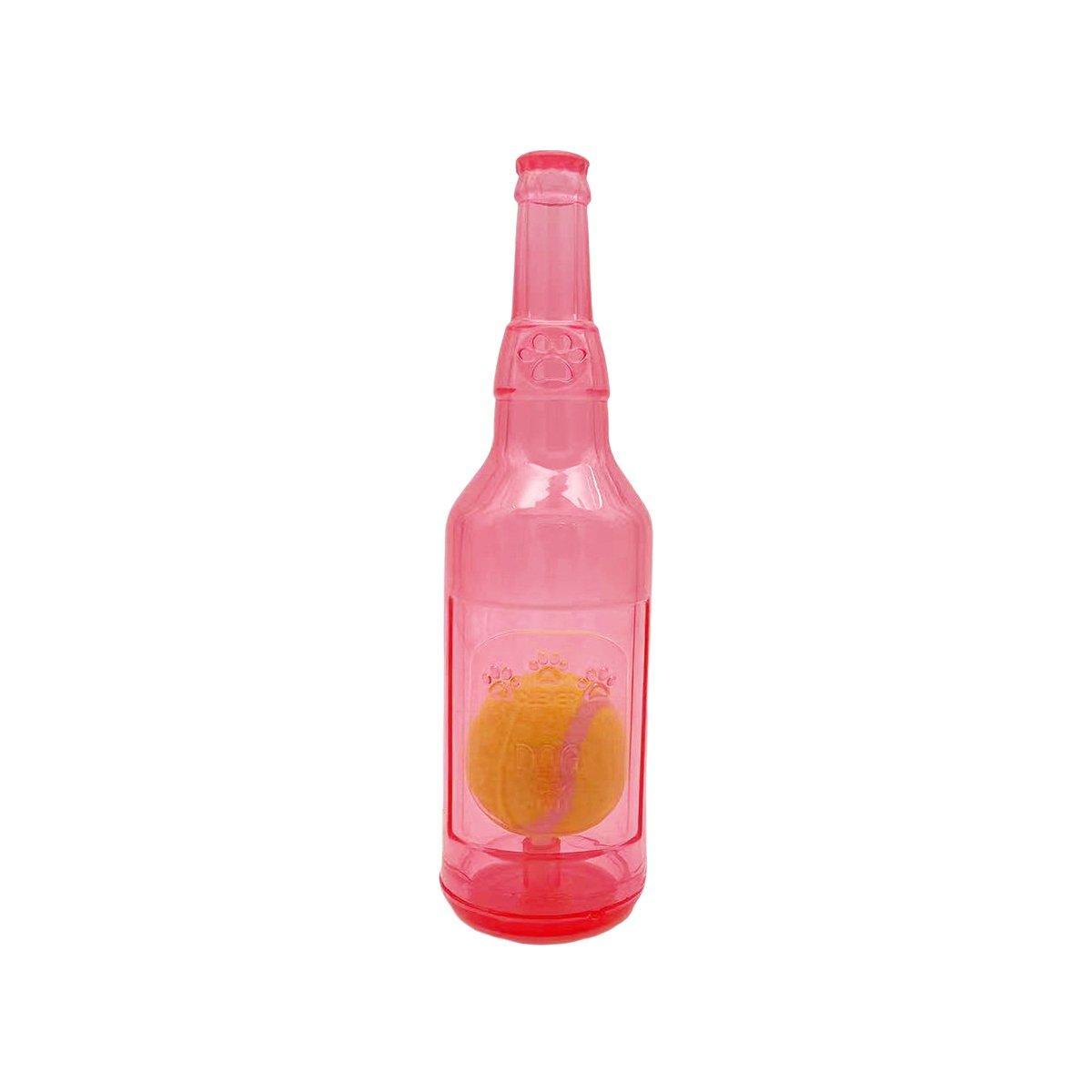 Durable Pet Teething Resistant Tennis Ball Wine Bottle Chew Toy for Dogs Play - Red-S