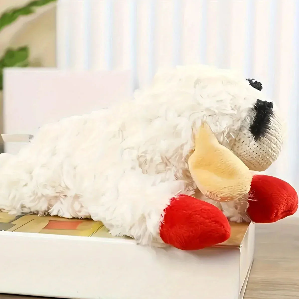 Lamb Shape Dog Toy Soft Plush Chew Toy for Puppy Small Dogs Squeaky Play Pet