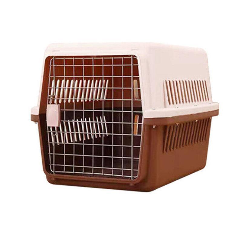 Large Pet Transport Crate for Dog Cat Rabbit Portable Ventilated Travel Carrier - Brown