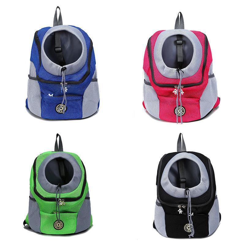 L Size Puppy Travel Mesh Pet Dog Carrier Backpack Front Travel Portable Shoulder Bag - Blue
