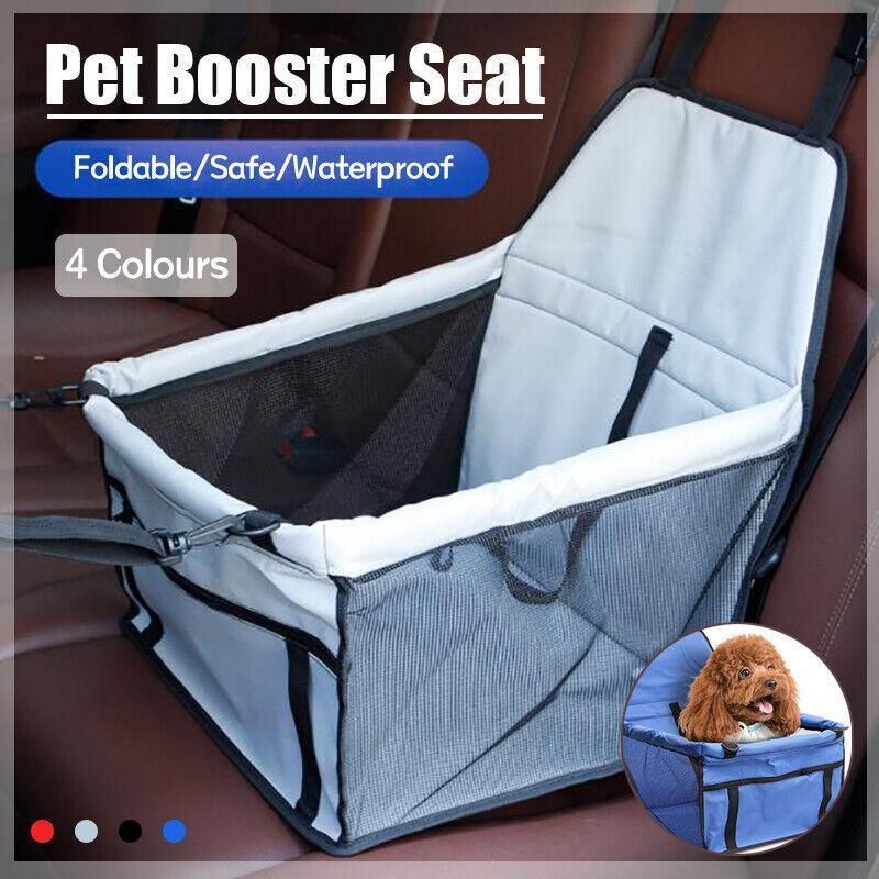 Pet Car Booster Seat Travel Carrier Basket for Cats Dogs with Secure Design - Blue