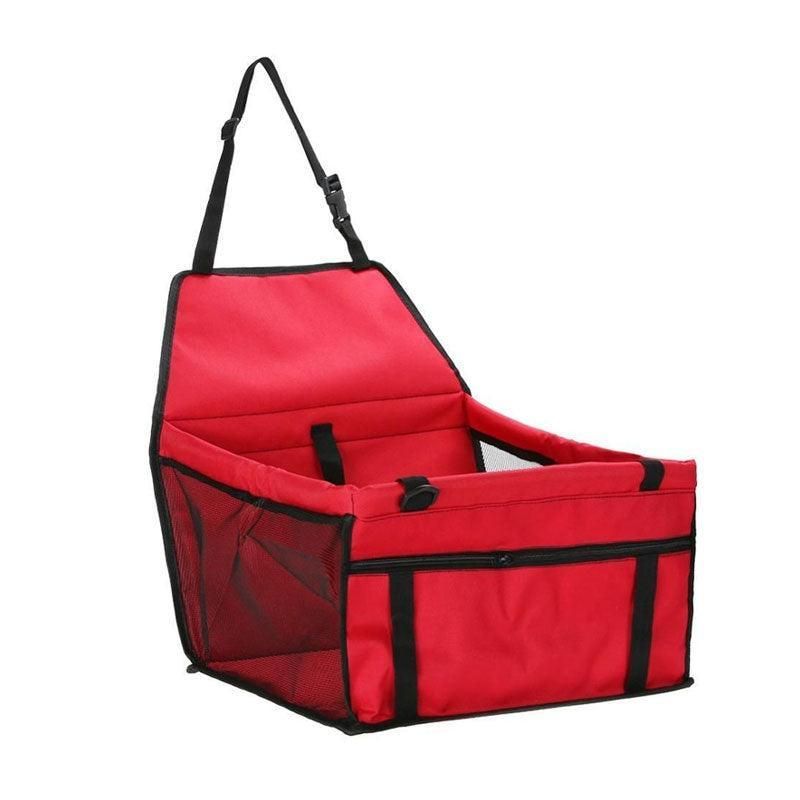Pet Car Booster Seat Travel Carrier Basket for Cats Dogs with Secure Design - Red