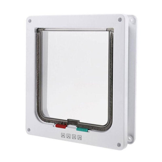 4-Way Safe Lockable Locking Pet Cat Dog Door Brushy Flap Screen L Large Size