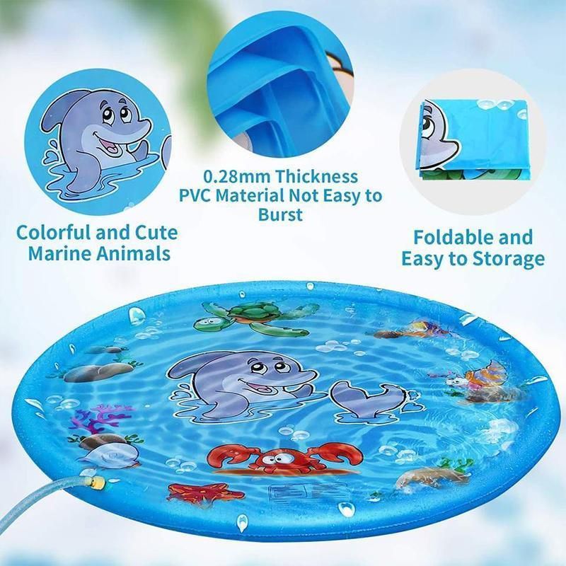 100cm Dog Splash Pad Inflatable Pet Sprinkler Mat PVC Water Play Toy for Outdoors