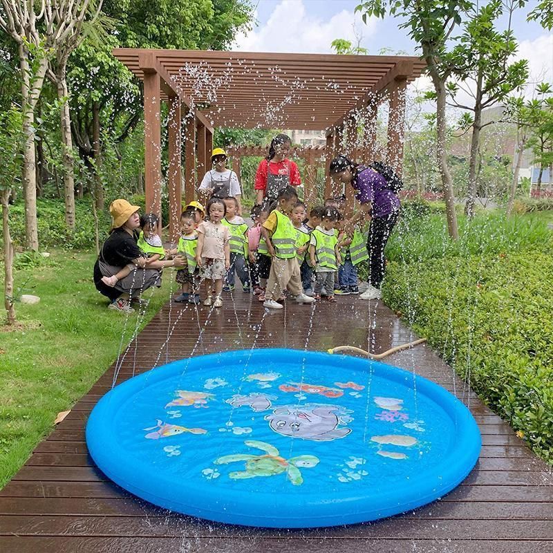 100cm Dog Splash Pad Inflatable Pet Sprinkler Mat PVC Water Play Toy for Outdoors