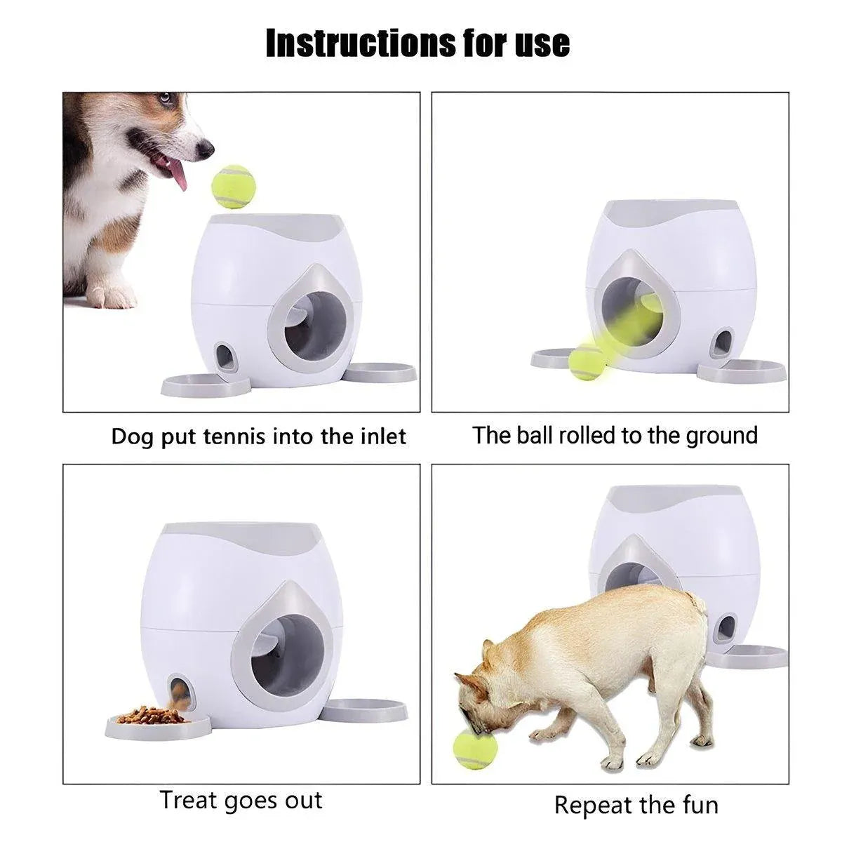Interactive Dog Toy Tennis Feeder Machine for Training and Treat Rewards - Green