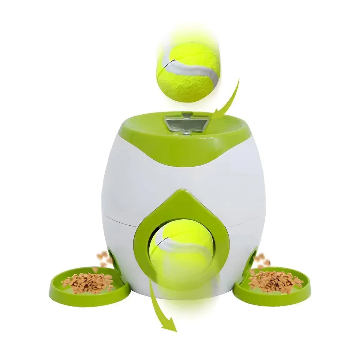 Interactive Dog Toy Tennis Feeder Machine for Training and Treat Rewards - Green