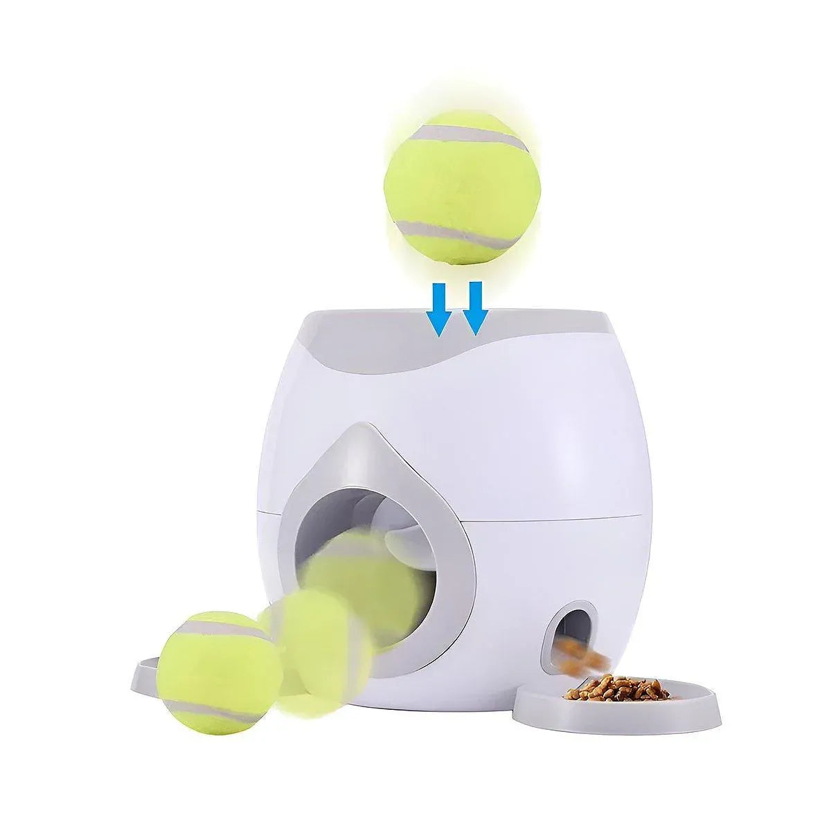 Interactive Dog Toy Tennis Feeder Machine for Training and Treat Rewards - Grey