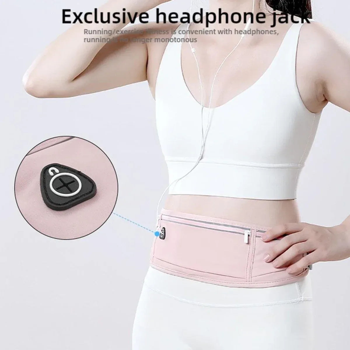 Running Waist Bag Mobile Phone Holder Fitness Sports Small Pouch Adjustable Belt - Dreamy Pink