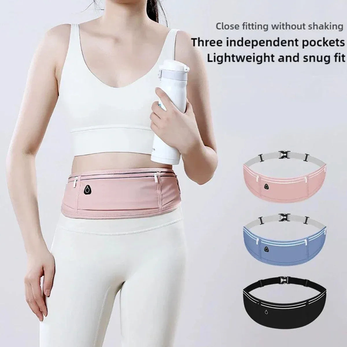 Running Waist Bag Mobile Phone Holder Fitness Sports Small Pouch Adjustable Belt - Dreamy Pink