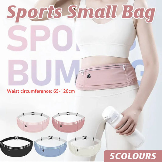 Running Waist Bag Mobile Phone Holder Fitness Sports Small Pouch Adjustable Belt - Dusty Pink