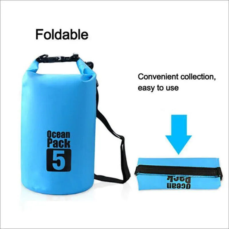 Orange Waterproof Bag Dry Sack Fishing Camping Canoeing Outdoor Sport 2/5/10/15/20/30 L - 15L