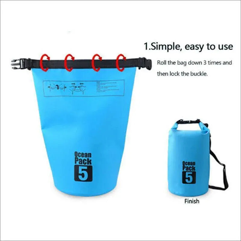 Orange Waterproof Bag Dry Sack Fishing Camping Canoeing Outdoor Sport 2/5/10/15/20/30 L - 15L