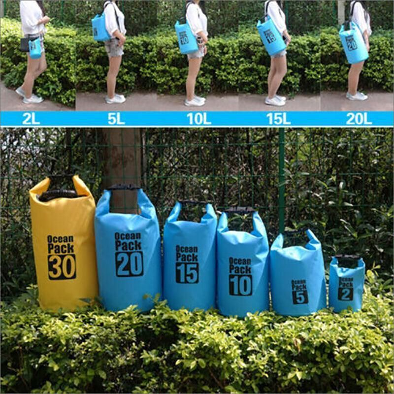 Orange Waterproof Bag Dry Sack Fishing Camping Canoeing Outdoor Sport 2/5/10/15/20/30 L - 15L