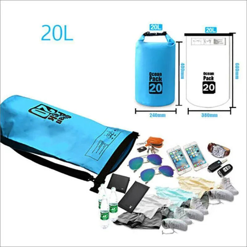 Yellow Waterproof Bag Dry Sack Fishing Camping Canoeing Outdoor 2/5/10/15/20/30 L - 20L